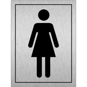 Ladies Toilets (Symbol) Brushed Aluminium Door Sign