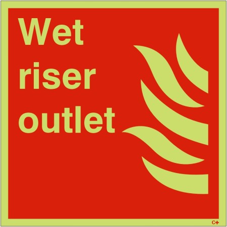 Wet Riser Outlet Glow In The Dark Sign