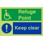 Glow in the dark refuge point keep clear sign with accessibility symbol