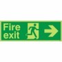 Glow in the Dark Fire Exit Right Sign with running man and right arrow