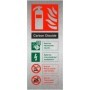  Brushed aluminium carbon dioxide extinguisher identification safety sign
