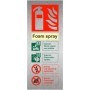 Foam spray fire extinguisher fire ID safety sign with fire class guidance