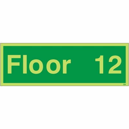 Glow in the dark Floor 12 floor identification safety sign