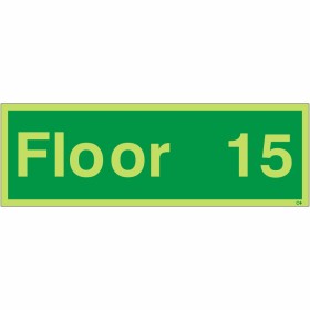 Glow in the dark Floor 15 floor identification safety sign